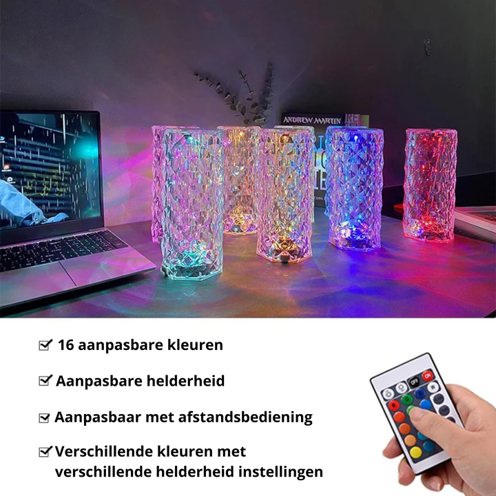 Led kristal lamp met 16 kleuren.